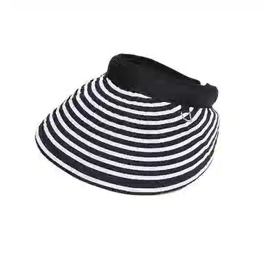 艾佳微 出游逛街韩版简约甜酷空顶帽条纹发箍帽可折叠户外太阳帽 涤纶（聚酯纤维） 防晒帽 女款