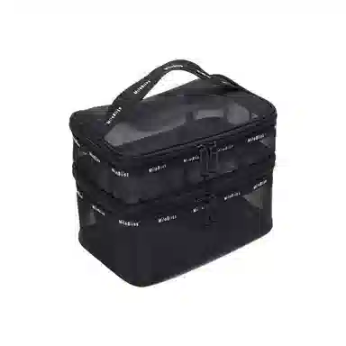 馨枕居 黑色网纱多功能分层化妆包大容量化妆品收纳包便携洗漱袋包包