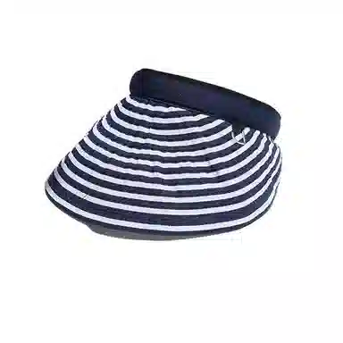 艾佳微 出游逛街韩版简约甜酷空顶帽条纹发箍帽可折叠户外太阳帽 涤纶（聚酯纤维） 防晒帽 女款