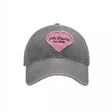 艾佳微 韩版甜酷辣妹做旧水洗爱心显脸小遮阳防晒 棉 鸭舌帽 男女同款情侣款