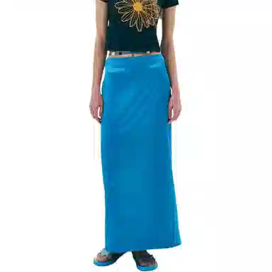 MARDI MERCREDI SS25 MAXI NATURAL STONE SKIRT_BLUE