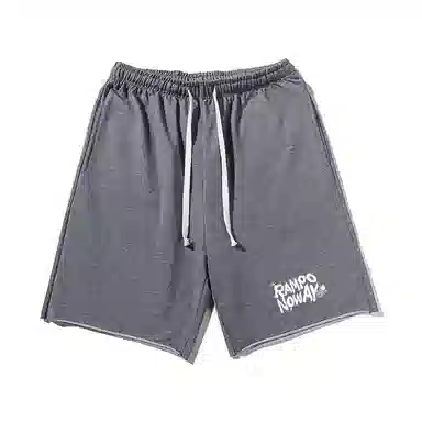 乱步 基础美式字母印花宽松舒适百搭休闲短裤 男女同款