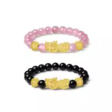 【S999足银纯银 八方来财】 七好美银 招财貔貅 新中式 招财纳福吞金兽国潮复古转运珠 黑曜石 时尚高级 琉璃 手串 男女同款情侣款