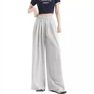 法文箱子 纯色高腰适中宽松阔腿休闲裤 女款