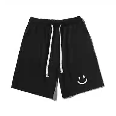 乱步 基础美式笑脸印花宽松百搭休闲短裤 男女同款