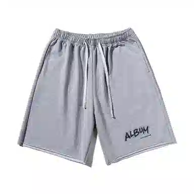 乱步 重磅美式字母印花宽松百搭休闲短裤 男女同款