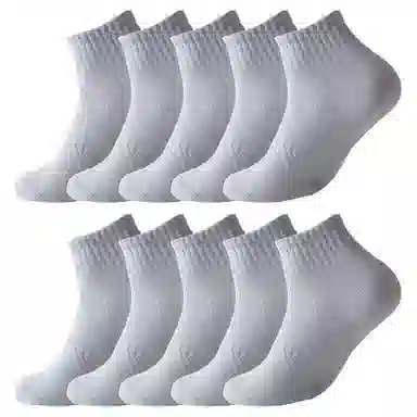 二三二三 纯色运动吸汗透气抗菌防臭袜亲肤舒适高弹抗起球百搭休闲袜薄款网眼短袜 男女同款 组合装