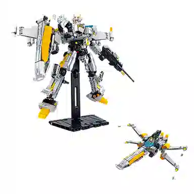 欧洛伊 炫酷星舰机甲 双形态转换 搭配底座 高难度益智拼搭 拼装模型