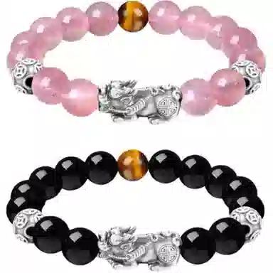 【S999足银纯银 八方来财 财源滚滚】 七好美银 招财貔貅吞金兽 新中式国潮转运珠好运转运 平安喜乐 步步高升日常通勤百搭 玛瑙 手串 男款
