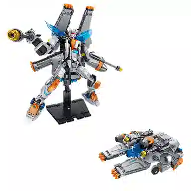 欧洛伊 炫酷星舰机甲 双形态转换 搭配底座 高难度益智拼搭 拼装模型