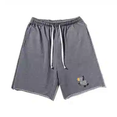 乱步 基础美式卡通斑马条纹印花宽松运动休闲短裤 男女同款