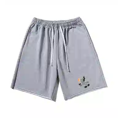 乱步 基础美式卡通斑马条纹印花宽松运动休闲短裤 男女同款