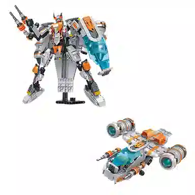 欧洛伊 炫酷星舰机甲 双形态转换 搭配底座 高难度益智拼搭 拼装模型