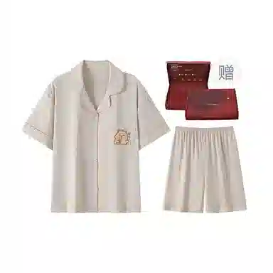 顶瓜瓜 短袖短裤翻领开衫可爱卡通卡皮巴拉休闲舒适家居夏季睡衣礼盒 男女同款