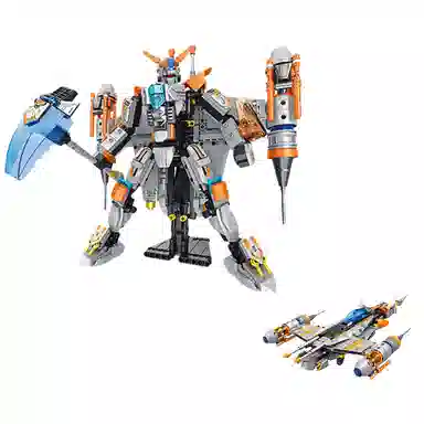 欧洛伊 炫酷星舰机甲 双形态转换 搭配底座 高难度益智拼搭 拼装模型