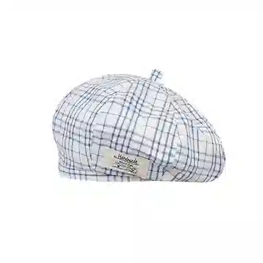 艾佳微 日系小清新格子奶呼呼萌萌哒 显脸小画家大头围 棉 贝雷帽 男女同款情侣款