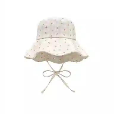 艾佳微 日系甜美文艺爱心系带大帽檐遮阳防晒盆帽显脸小 棉 渔夫帽 女款