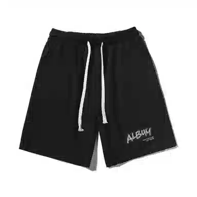 乱步 重磅美式字母印花宽松百搭休闲短裤 男女同款