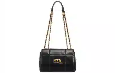 妙迪 复古高级感时尚简约百搭 牛皮 单肩包 女款 子夜黑