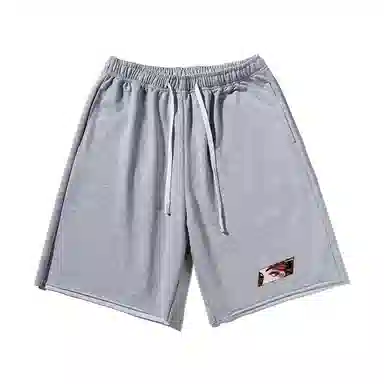 乱步 基础时尚眼部图案宽松透气美式休闲短裤 男女同款