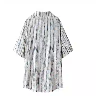 零氏 薄款透气条纹潮流痞帅垂感百搭斑马条纹短袖衬衫 男女同款