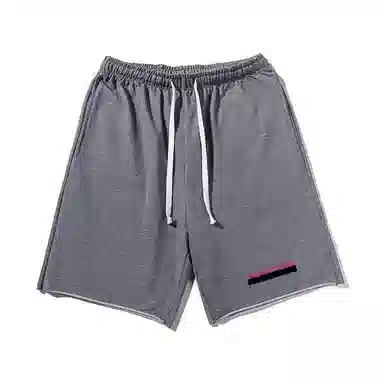 乱步 撞色字母印花宽松透气吸汗美式五分裤休闲短裤 男女同款