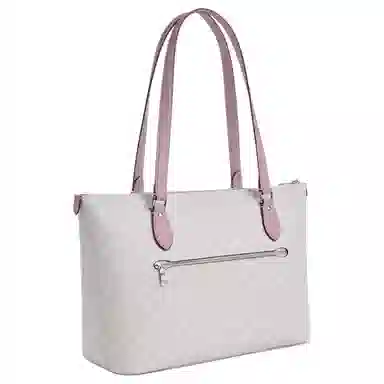 COACH Gallery Signature 37 Tote Bag Large White Pink
