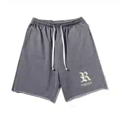 乱步 美式潮牌宽松卷边慵懒运动风五分设计小众时尚字母印花休闲短裤 男女同款