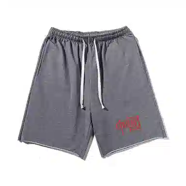 乱步 中式特色文字印花宽松透气吸汗美式运动风卷边休闲短裤 男女同款