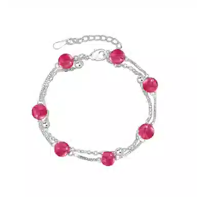 希遇 轻奢小众高级感 简约时尚甜美优雅日常 叠戴转 好运 玻璃猫眼 玉石手链 女款