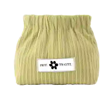 馨枕居 便携灯芯绒收纳小包大容量随身外出简约化妆包自动闭合弹片口红包