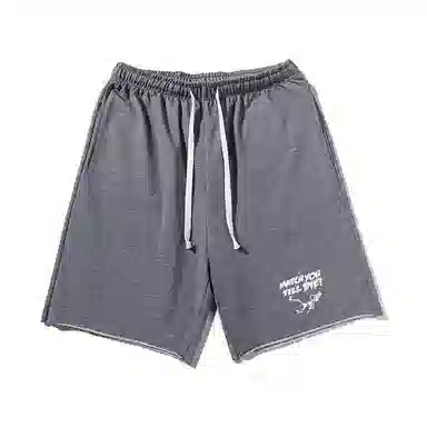 乱步 个性字母图案宽松透气吸汗美式运动高街休闲短裤 男女同款