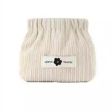 馨枕居 便携灯芯绒收纳小包大容量随身外出简约化妆包自动闭合弹片口红包