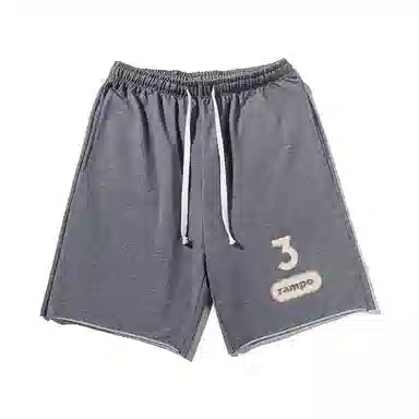 乱步 美式潮牌宽松卷边慵懒运动五分青少年学生设计简约数字印花休闲短裤 男女同款