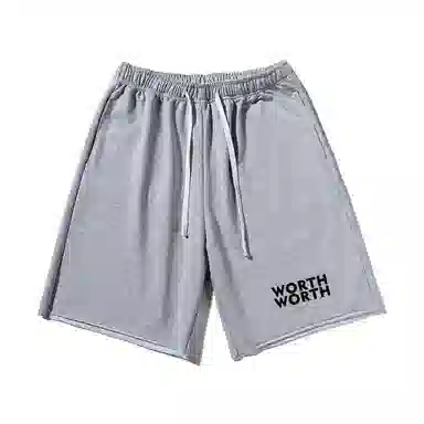 乱步 美式潮牌宽松卷边慵懒运动风五分设计时尚潮流字母印花休闲短裤 男女同款