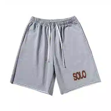 乱步 美式潮牌宽松卷边慵懒运动五分设计印花休闲短裤 男女同款