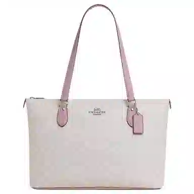 COACH Gallery Signature 37 Tote Bag Large White Pink