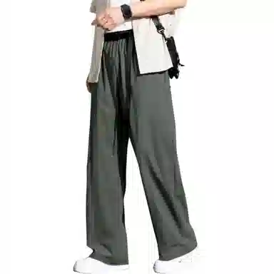 顶峰保罗 冰丝薄款直筒垂感阔腿速干凉感透气运动长裤无性别主义纯色腰带高级感亲肤舒适休闲裤 男女同款