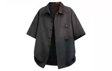 王者荣耀 标语款 美式高街拼接撞色翻领宽松舒适痞帅时尚青少年无性别休闲百搭短袖衬衫 男女同款