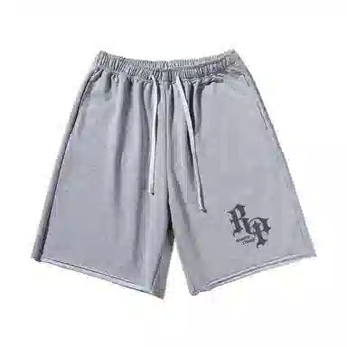 乱步 美式潮牌宽松卷边慵懒运动五分设计小众创意字母印花休闲短裤 男女同款