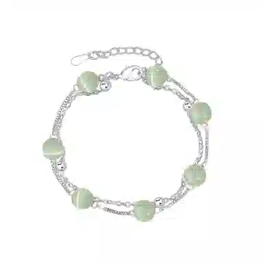 希遇 轻奢小众高级感 简约时尚甜美优雅日常 叠戴转 好运 玻璃猫眼 玉石手链 女款