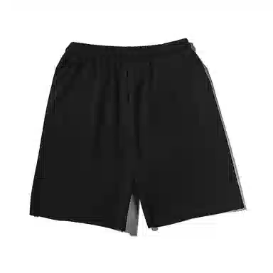 乱步 简约卡通小熊图案宽松透气基础重磅吸汗美式运动卷边五分休闲短裤 男女同款