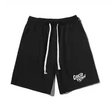 乱步 重磅字母印花宽松透气吸汗美式运动风高街潮流百搭卷边五分休闲短裤 男女同款