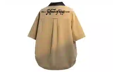 王者荣耀 标语款 美式高街拼接撞色翻领宽松舒适痞帅时尚青少年无性别休闲百搭短袖衬衫 男女同款