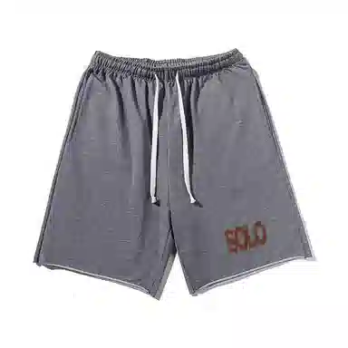乱步 美式潮牌宽松卷边慵懒运动五分设计印花休闲短裤 男女同款
