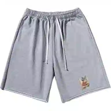 乱步 美式潮牌宽松慵懒运动胶袋猫印花休闲短裤 男女同款