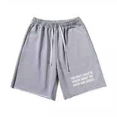 乱步 美式潮牌宽松卷边慵懒运动五分设计街头英文印花休闲短裤 男女同款