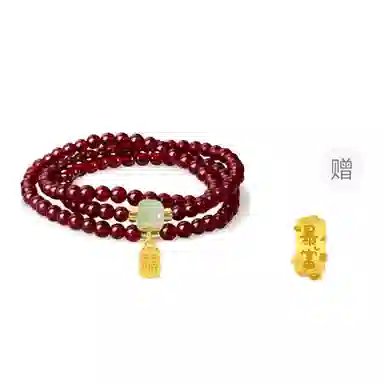 百利金 福牌叠戴 国潮新中式招财纳福吉祥顺遂本命年精致轻奢优雅气质小众设计转运珠手饰 琉璃 手串 男女同款情侣款
