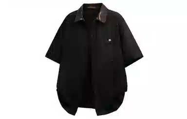 王者荣耀 标语款 美式高街拼接撞色翻领宽松舒适痞帅时尚青少年无性别休闲百搭短袖衬衫 男女同款