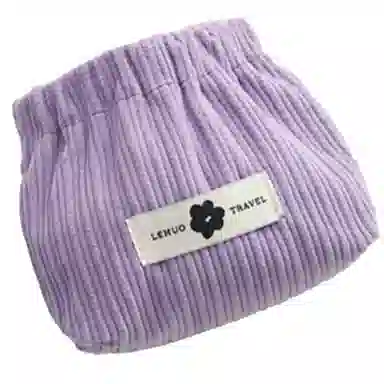 馨枕居 便携灯芯绒收纳小包大容量随身外出简约化妆包自动闭合弹片口红包